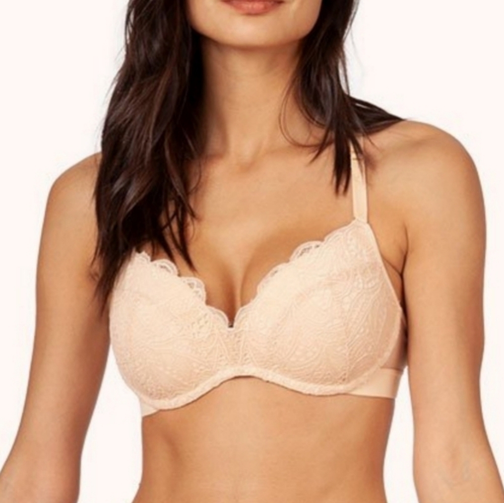 Lively Nude Beige Lace Mesh Wireless Convertible Push Up Bra